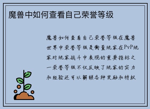 魔兽中如何查看自己荣誉等级
